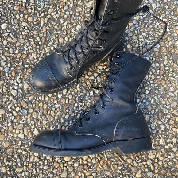 Vintage is military ANSI steel cap toe combat biker motorcycle boots 5 W - Picture 1 of 8